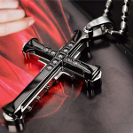 Crystal cross Jesus pendant