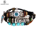 Blue eyes leather bracelets