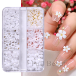 6 grids 3d white acrylic flower nail